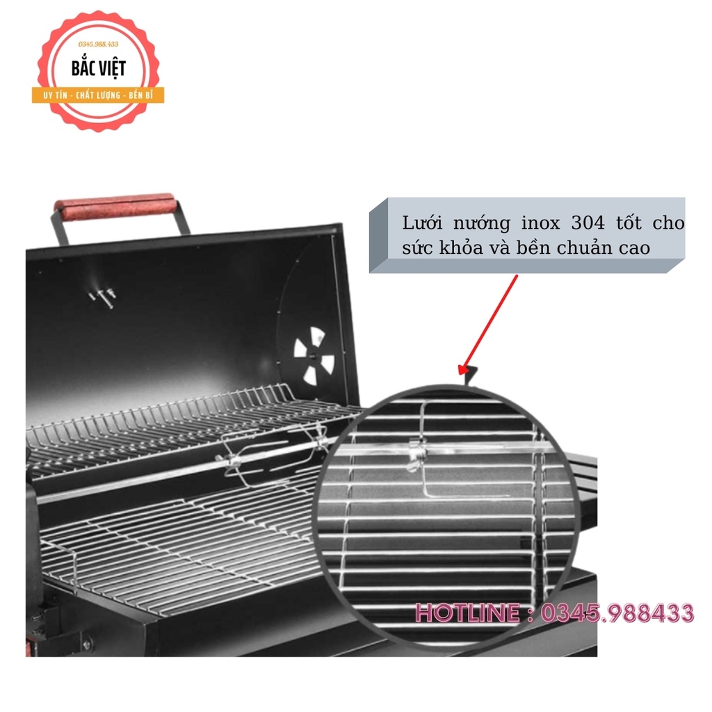 Bếp nướng than hoa ngoài trời có nắp đậy, có tay đẩy,có moto quay BB-05