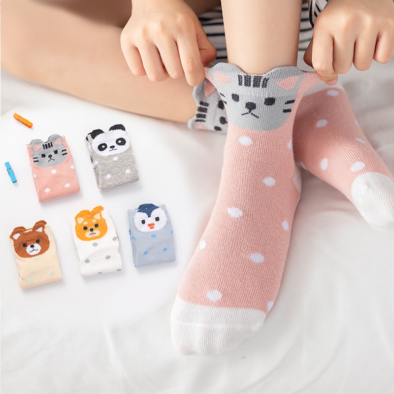 Set 5 Đôi Tất Cotton Mềm Mại Cho Bé Gái