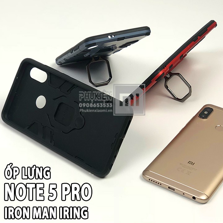 Ốp lưng dùng cho máy Xiaomi Note 5/ Note 5 Pro iRON - MAN IRING Nhựa PC cứng viền dẻo chống sốc - Đen