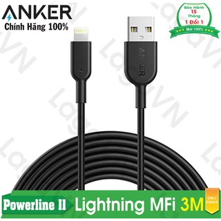 Cáp sạc ANKER Powerline II Lightning MFi dài 3m cho iPhone iPad iPod - A8434