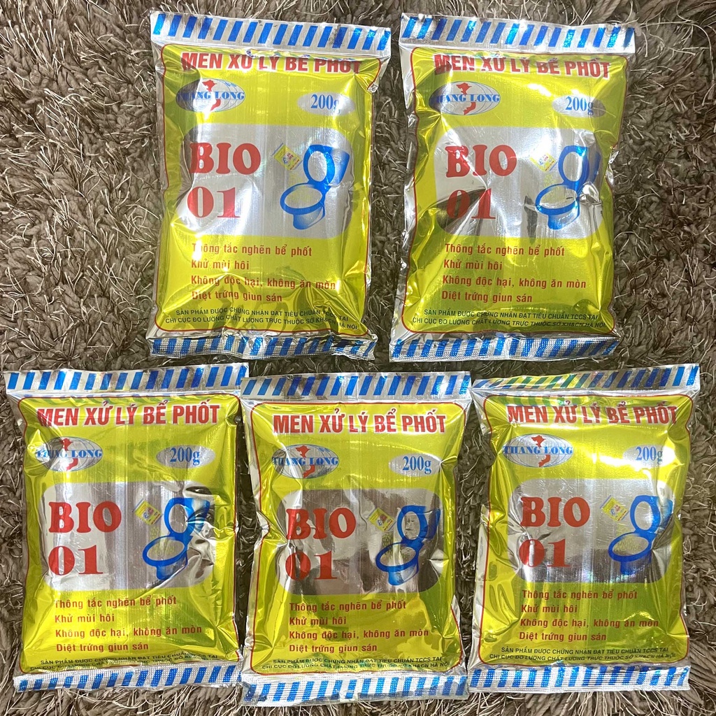 [ SỈ 5 GÓI ] Men xử lý bể phốt BIO1 gói 200g Khử mùi, tiêu bồn cầu - Không hiệu quả hoàn tiền