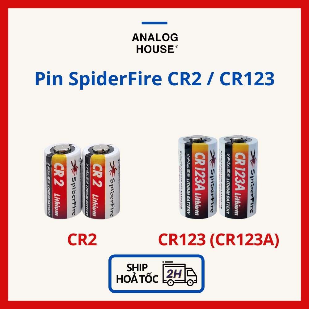 Pin Spider Fire CR2 / CR123 (CR123A) (3V) dùng cho các loại máy ảnh: Instax Mini 70, Instax Square, máy ảnh film