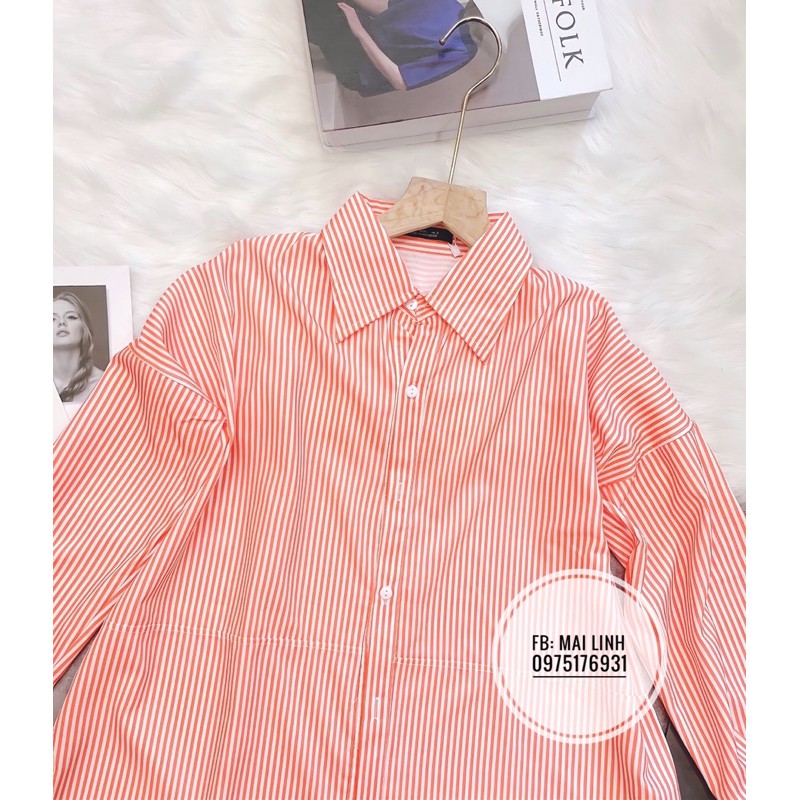⚡️BÁN SỈ⚡️Áo sơmi oversize kẻ cam