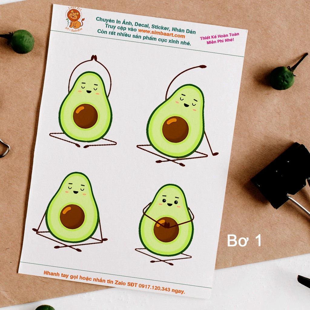 [CHỈ 4900đ] Sticker Quả bơ cute, nhãn dán, decal quả Bơ (Avocado) dùng để dán sổ Trang Trí Nhật Ký, Kế Hoạch | Nhiều mẫu