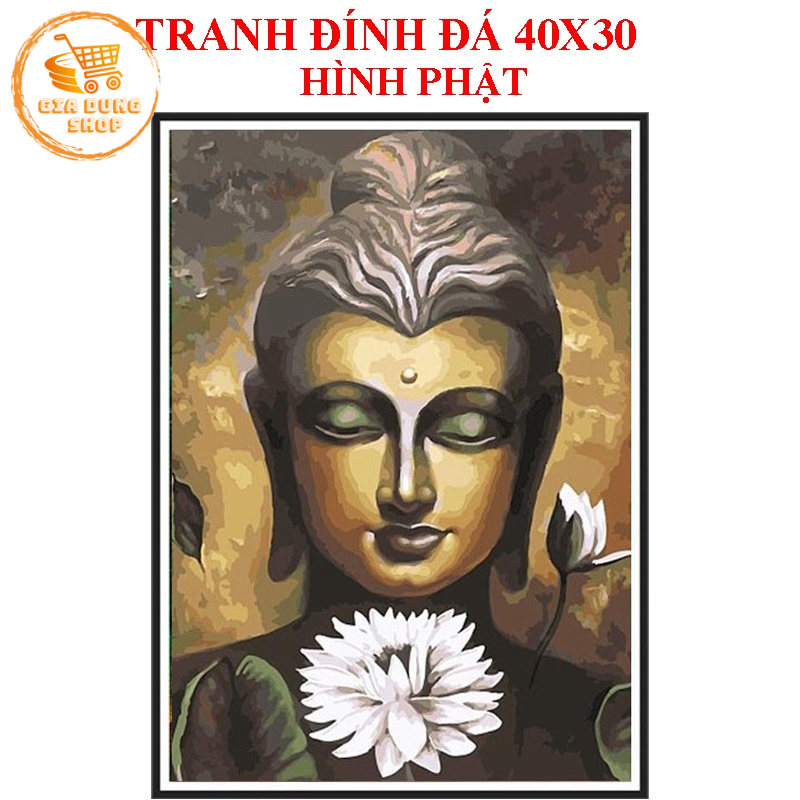 Tranh Đính Đá 5D Tự Hoàn Thành Kích thước 40x30Cm, Tranh Gắn Đá DIY Hình Phật - Thiên Chúa DIY