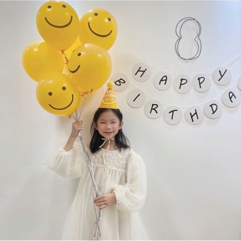 Set 10 bóng HÌNH MẶT CƯỜI trang trí sinh nhật phong cách Hàn Quốc