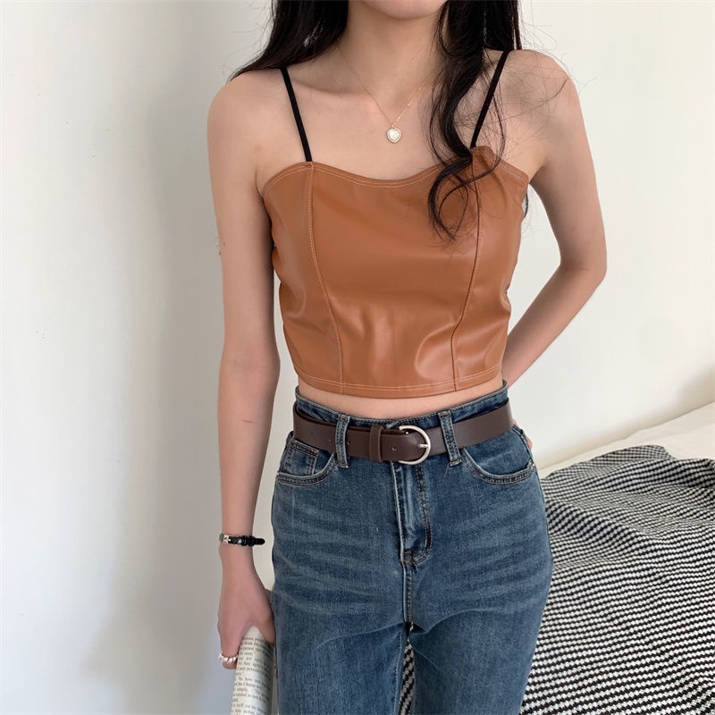 Áo Khoác Da PU Sát Nách Dáng Ôm Kiểu Hàn Quốc Thời Trang Thu Đông Cho Nữ