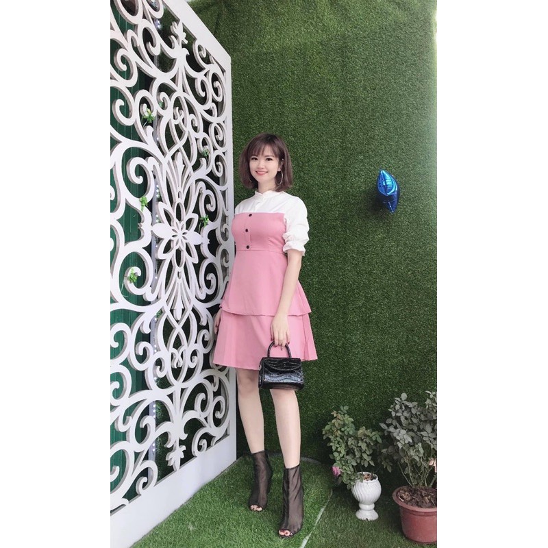 Váy xoè sơ mi- pha màu [HOT NHẤT] chất siêu xịn