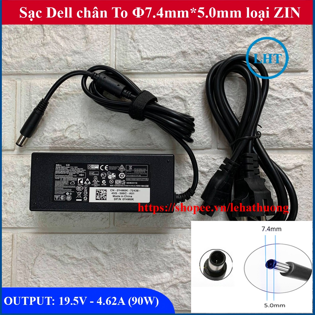 [SẠC ZIN] Sạc Laptop Dell 19.5V – 4.62A – 90W chân kim to Φ7.4 *5.0mm E6420/ E6520/ 4050/ 3442/ 3443/ 3543