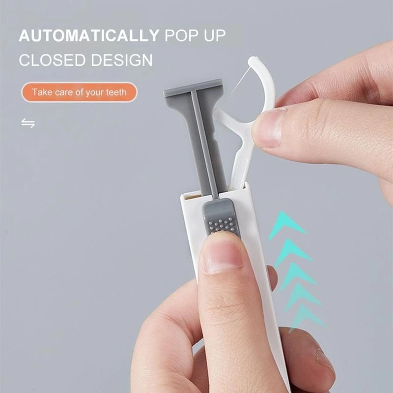 Hộp chứa tăm xỉa răng tự động/ 50 Thanh nha khoa tiện dụng