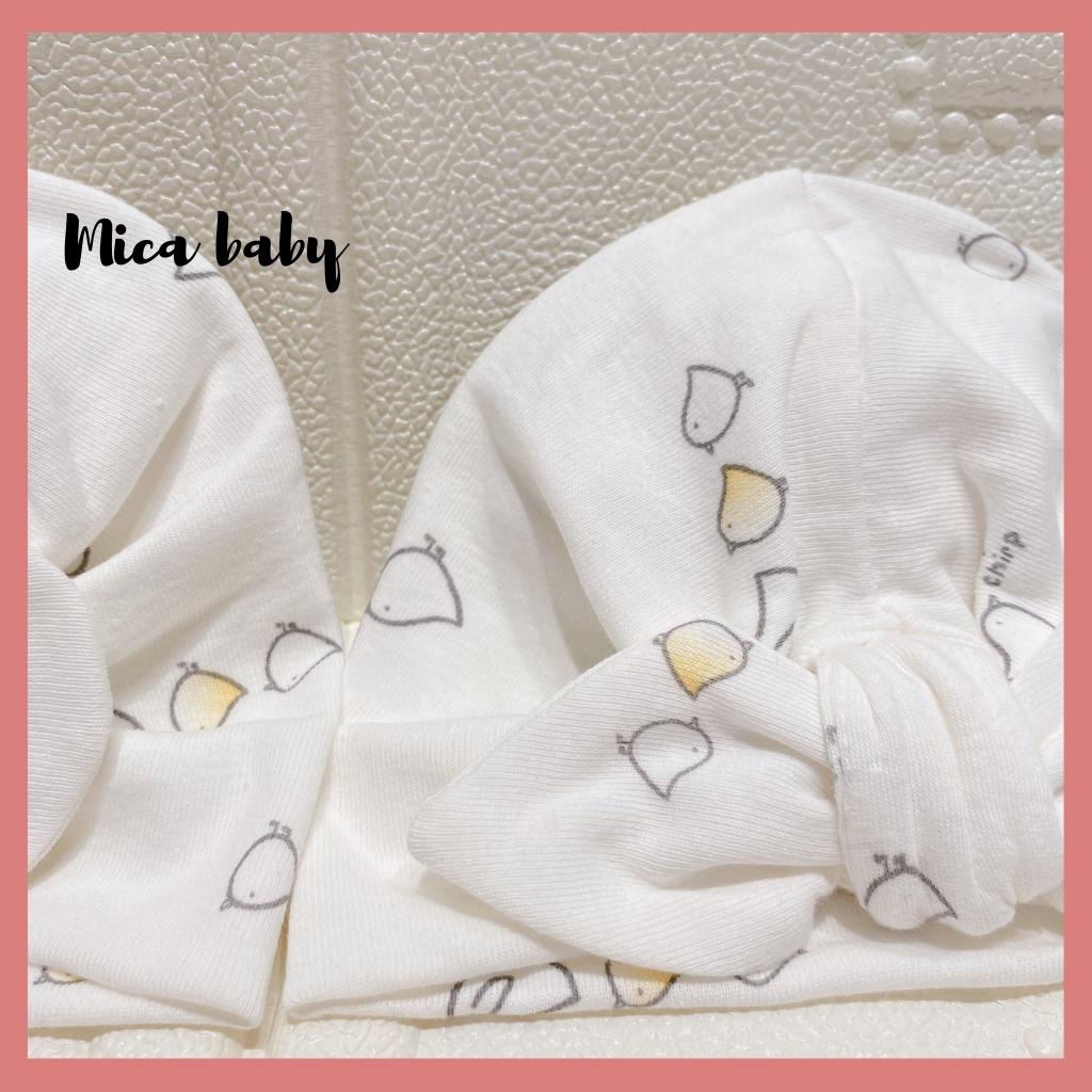 Mũ turban màu trắng họa tiết gà con đáng yêu cho bé Mica baby MTB97
