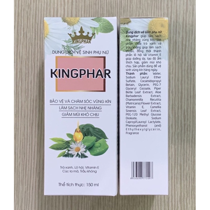 Dung Dịch Vệ Sinh Phụ Nữ KINGPHAR - Chai 150ml - Bảo Vệ Và Chăm Sóc Vùng Kín, Làm Sạch Nhẹ Nhàng , Giảm Mùi Khó Chịu