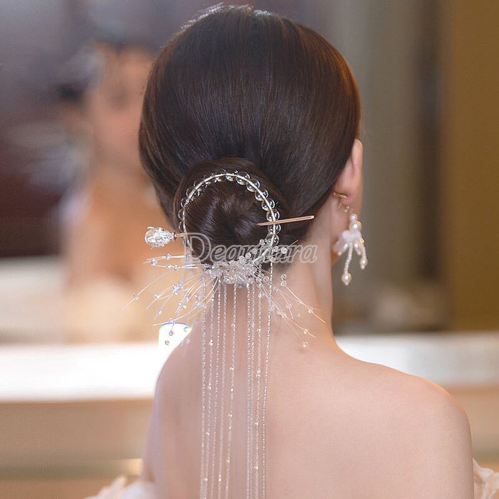Phụ Kiện Trang Trí Tóc Cô Dâu Kiểu Dáng Thời Trang Thanh Lịch