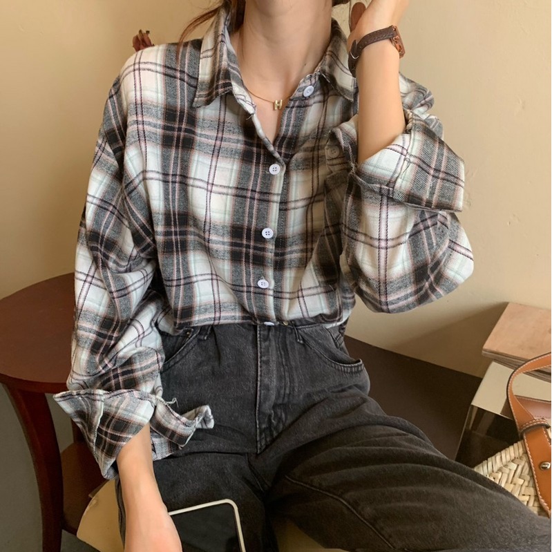Áo Sơ Mi Kẻ Sọc Ca Rô Thiết Kế Mới Thời Trang Mùa Hè Cho Nữ