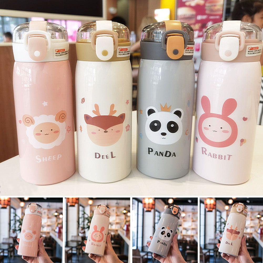 Bình Nước Giữ Nhiệt 500ml In Họa Tiết Hoạt Hình Dễ Thương Chống Tràn Tiện Dụng