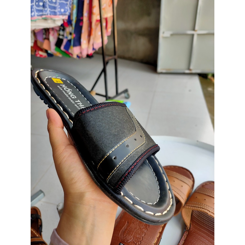 (XẢ KHO)Dép Quai Ngang Da Nam Cao Cấp Mẫu Mới Siêu Đẹp Hồng Thạnh