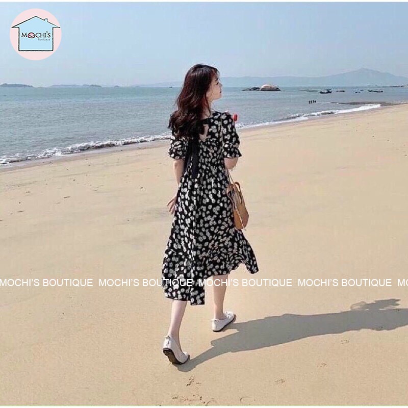 Váy đầm babydoll dáng dài hoa cúc, mẫu váy đầm xòe công chúa cộc tay, dáng dễ mặc, che khuyết điểm- M026 | BigBuy360 - bigbuy360.vn