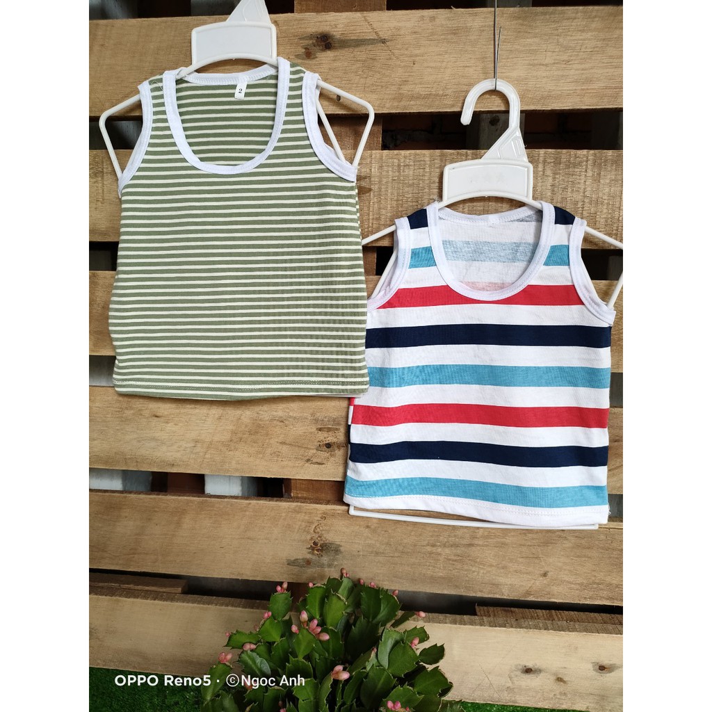 Set 5 áo ba lỗ kẻ cho bé