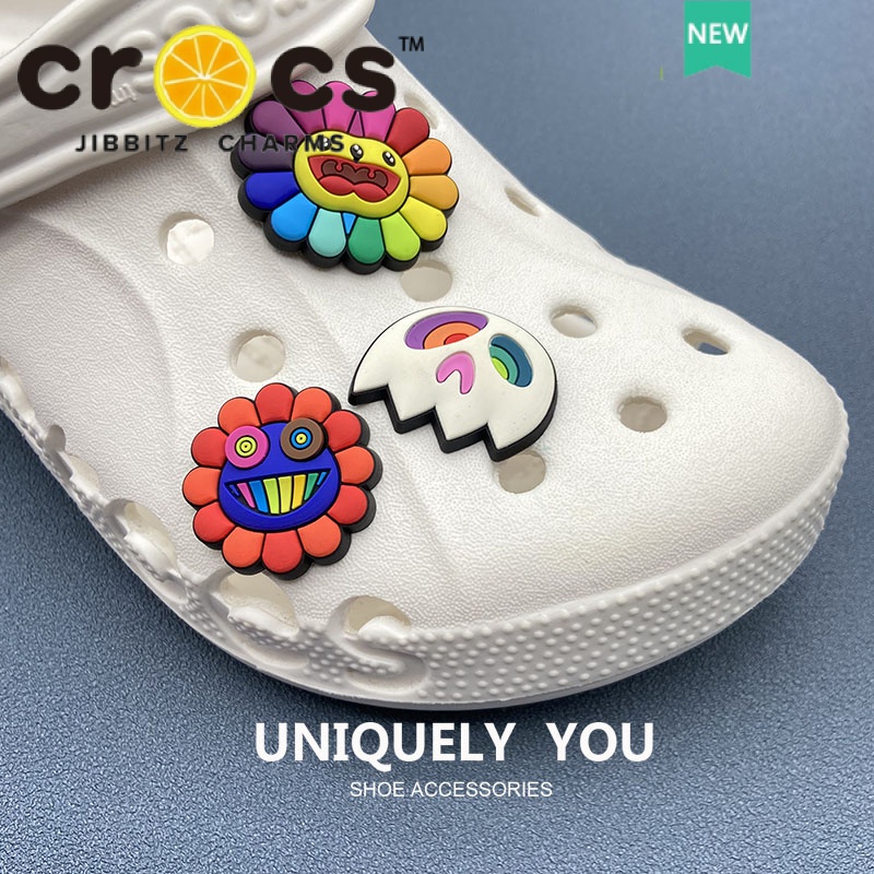 Phụ Kiện Khóa Giày crocs Hình Hoa Hướng Dương Mặt Cười Mặt Cười Trang Trí Trên