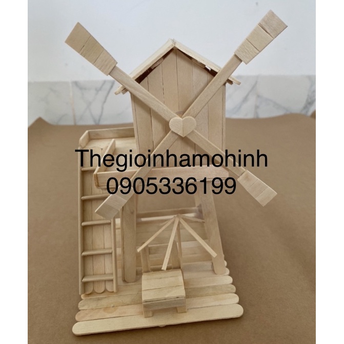 Nhà mô hình, mô hình cối xay gió, nhà que kem, que kem handmade
