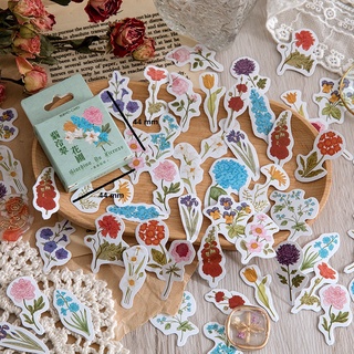 46 Cái / hộp Hoa Series Đóng Hộp Dán Mini Miếng Dán Trang Trí DIY Con Dấu Dính Album Nhật Ký Trẻ Em Trẻ Em