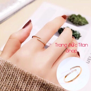 Nhẫn nữ titan siêu mảnh đính đá NN04