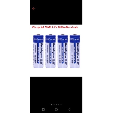 Pin sạc lại Doublepow 1,2v 1200 mah AA combo 4 viên