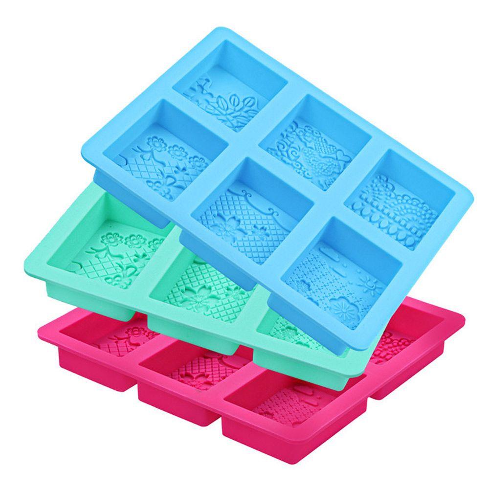 Khuôn Silicone Làm Xà Phòng 6 Ngăn Tạo Họa Tiết 3D DIY