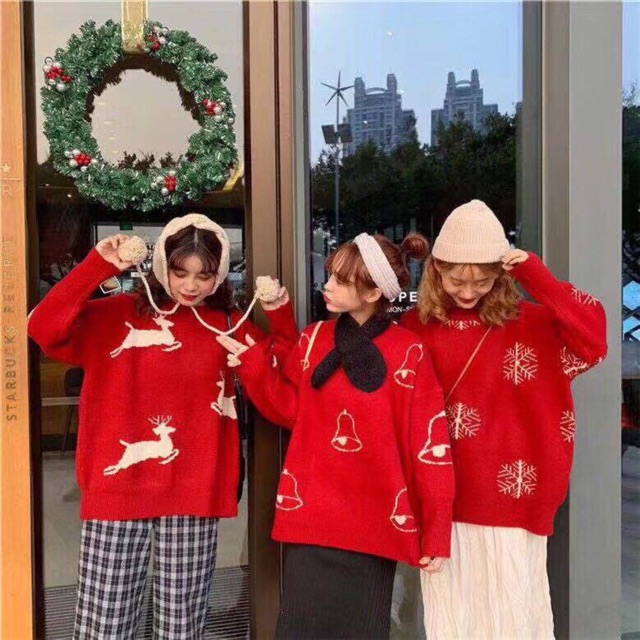 Áo len Noel bông tuyết, tuần lộc QC dày dặn mặc Giáng Sinh | BigBuy360 - bigbuy360.vn