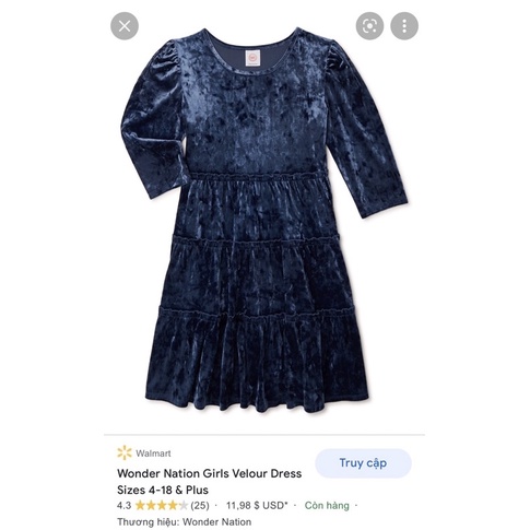 Đầm Nhung Đôi Mẹ Và Bé Gái Tay Lỡ WONDER NATION Hàng Xuất Dư Xịn Cao Cấp Dáng Babydoll Mặc Cặp Rất Đẹp