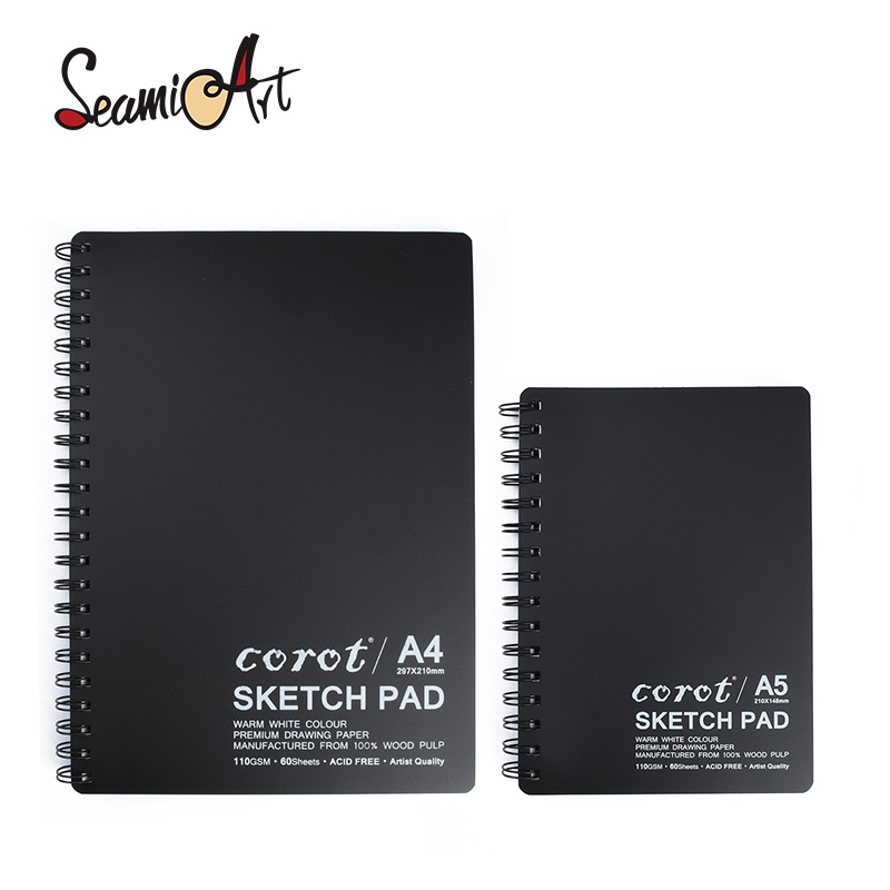 Sổ tay ghi chú vẽ phác thảo SeamiArt 60 tờ khổ A4/A5 110GSM thiết kế cổ điển