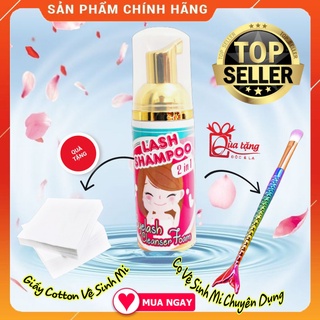 Combo bộ tạo bọt vệ sinh mi + tặng kèm cọ & giấy cotton