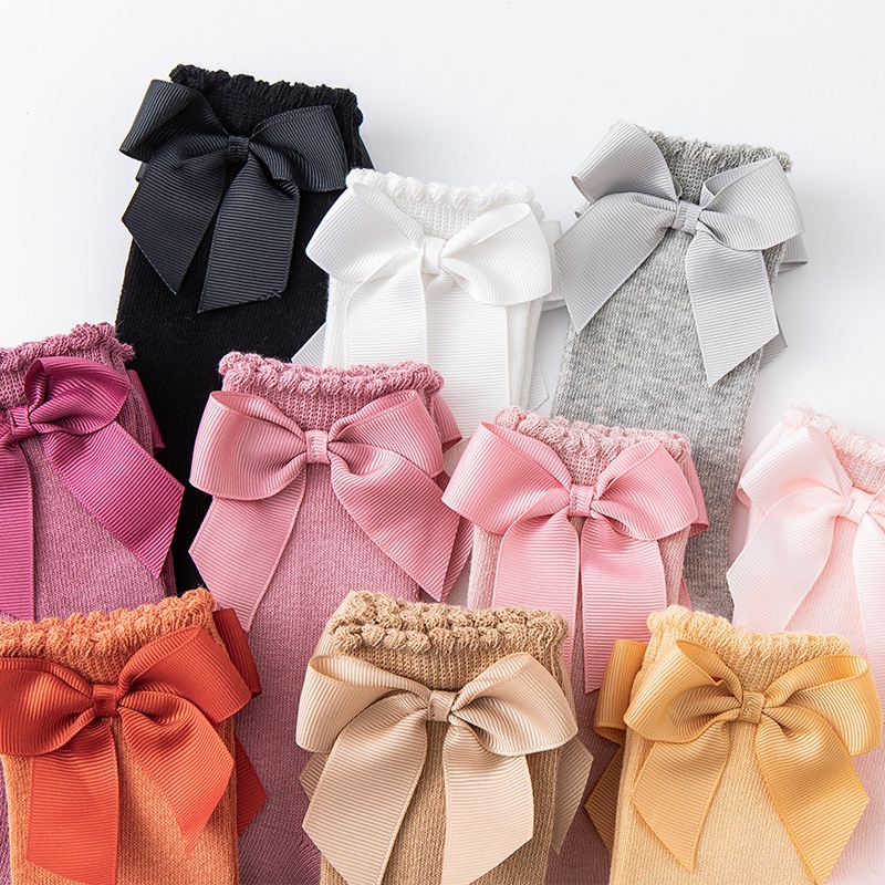 Vớ Cotton Mềm Đính Nơ Nhiều Màu Cho Bé Gái