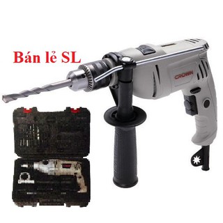 Máy khoan động lực Crown CT10065BMC - Vali, kèm 9 mũi khoan