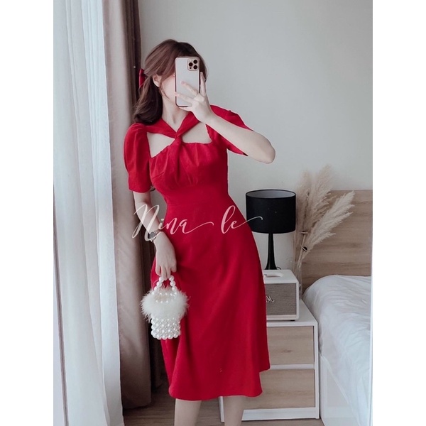 Đầm tiểu thư soắn ngực sang chảnh bigsize 50-90kg