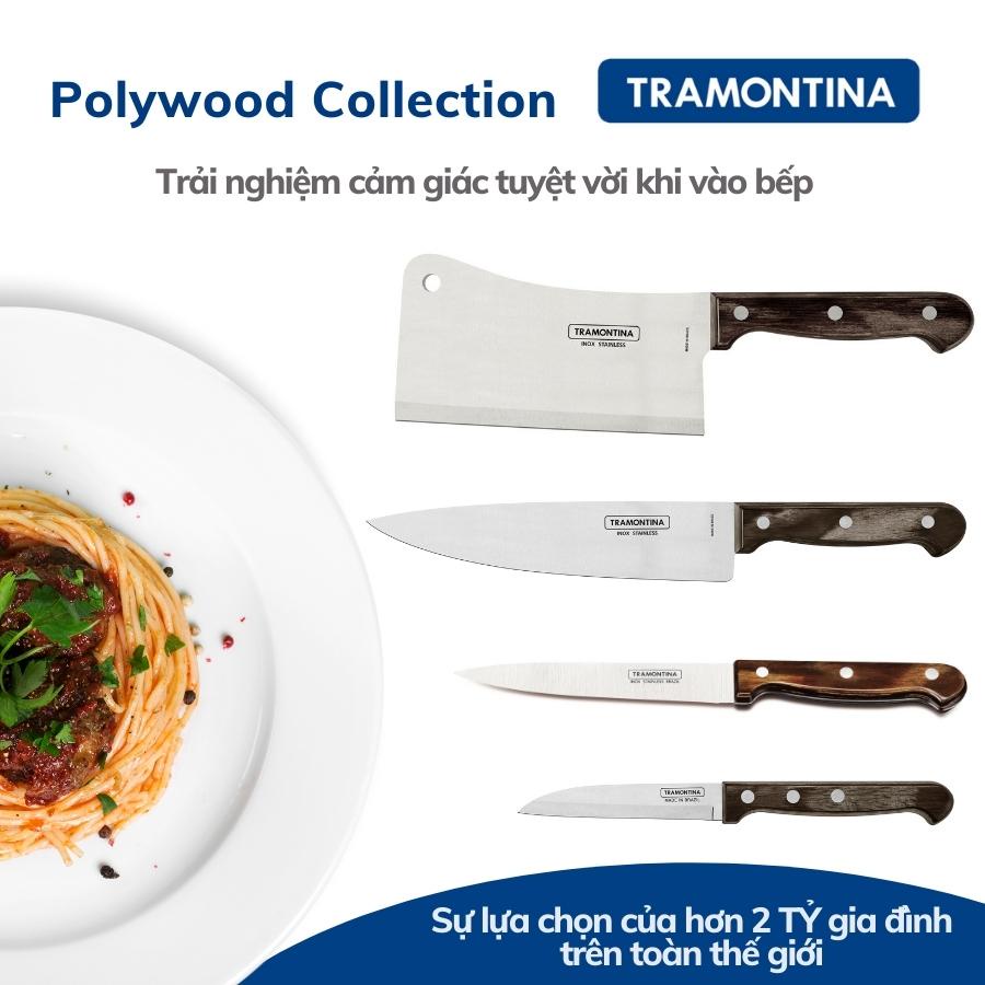 Dao Bếp Thái/Lọc Xương Tramontina Cán Gỗ Polywood 15cm Lưỡi Thép Không Gỉ Sản Xuất Tại Brazil
