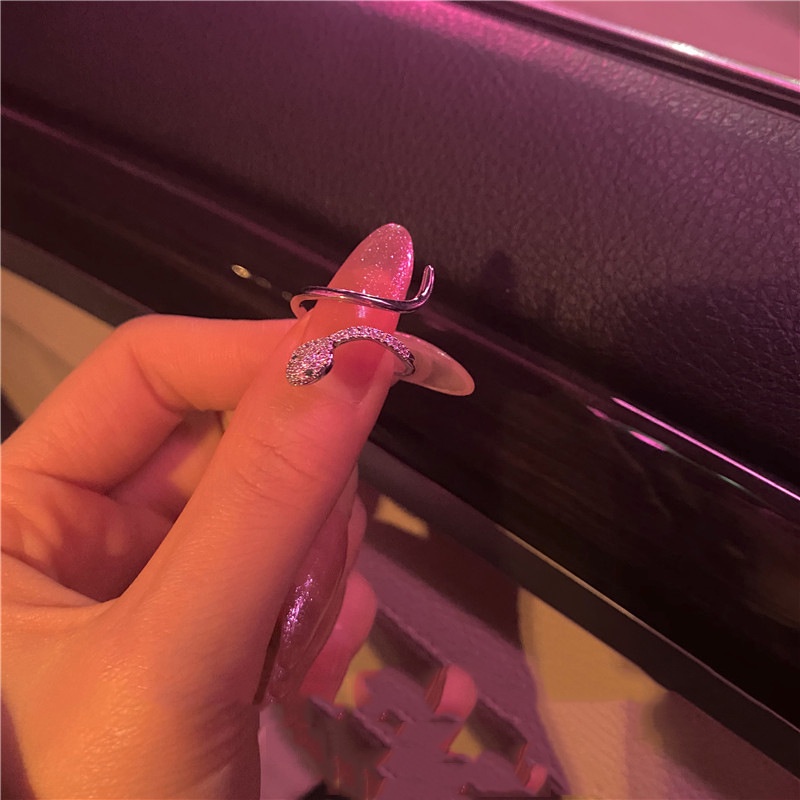 Nhẫn Hở Hình Rắn Đính Đá Zircon Phong Cách Hàn Quốc Có Thể Điều Chỉnh Cho Nữ
