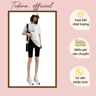 Quần Legging Lửng TIDINA quần legging ngố chất cotton co giãn 4 chiều mặc mát legging quận ngố tím
