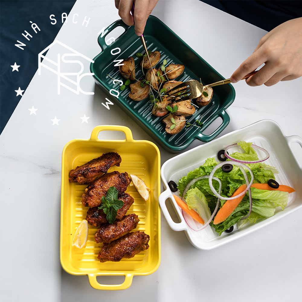 Đĩa nướng gốm có quai phong cách Bắc Âu SIYUE SY1436 (màu ngẫu nhiên)