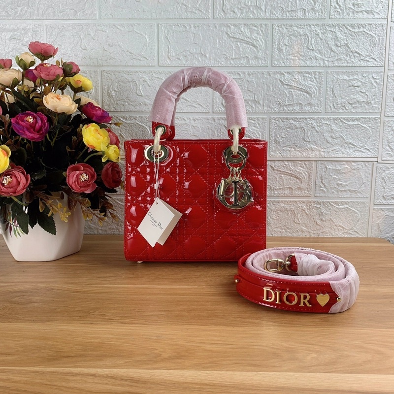Túi xách Dior lady super màu đỏ da bóng size 20cm