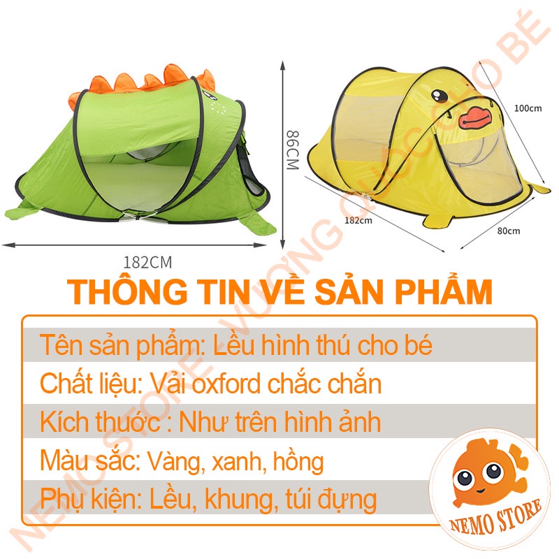 Lều cho bé hình thú tự bung cho bé trai và bé gái