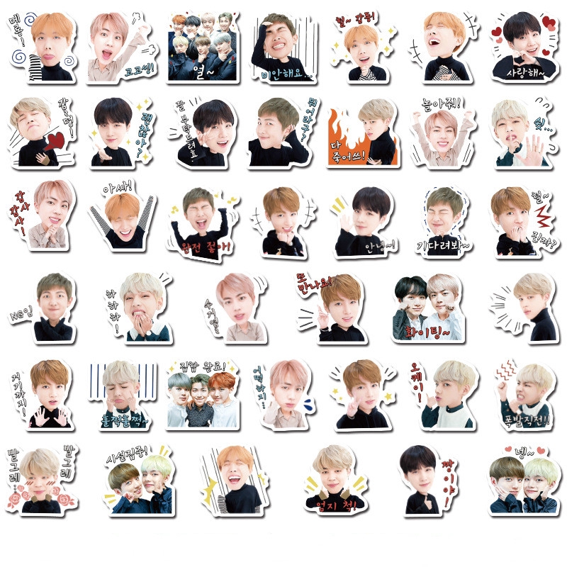 Set 40 nhãn dán hình các thành viên nhóm nhạc BTS trang trí không thấm nước