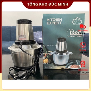 Máy xay thịt đa năng cối inox, máy xay đa năng mini, xay thịt, xay cá, xay cả thế giới với 4 lưỡi dao