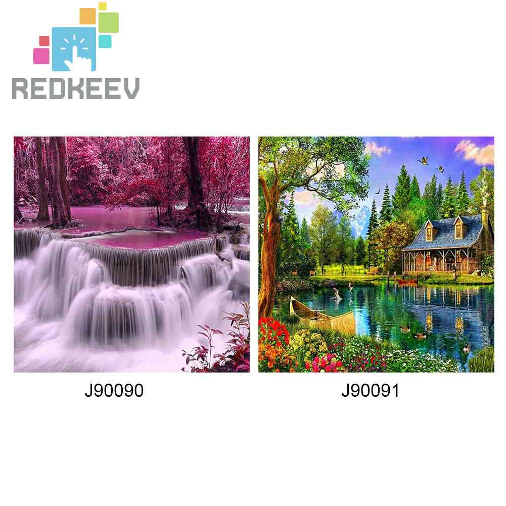 Bộ Tranh Đính Đá Tự Làm Toàn Diện Hình Phong Cảnh Trang Trí Nhà Cửa