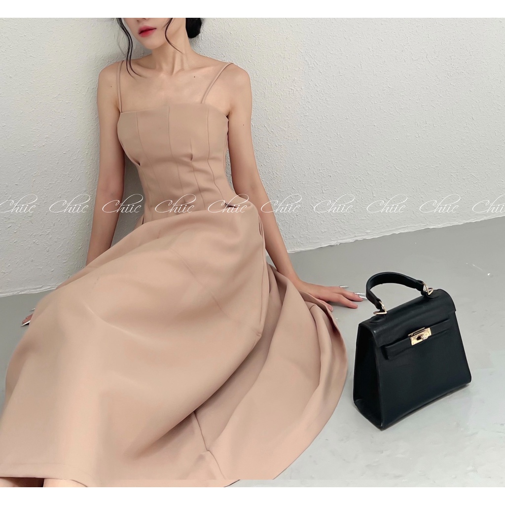 Đầm hai dây dự tiệc dáng dài xòe - MS37