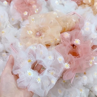 Chun buộc tóc vải - Scrunchies hoa cúc 🌼