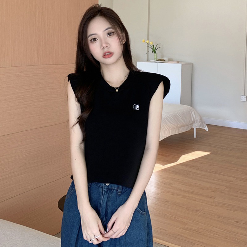 Áo Dệt Kim Sát Nách Hở Vai Quyến Rũ Thời Trang Phong Cách Hàn Quốc