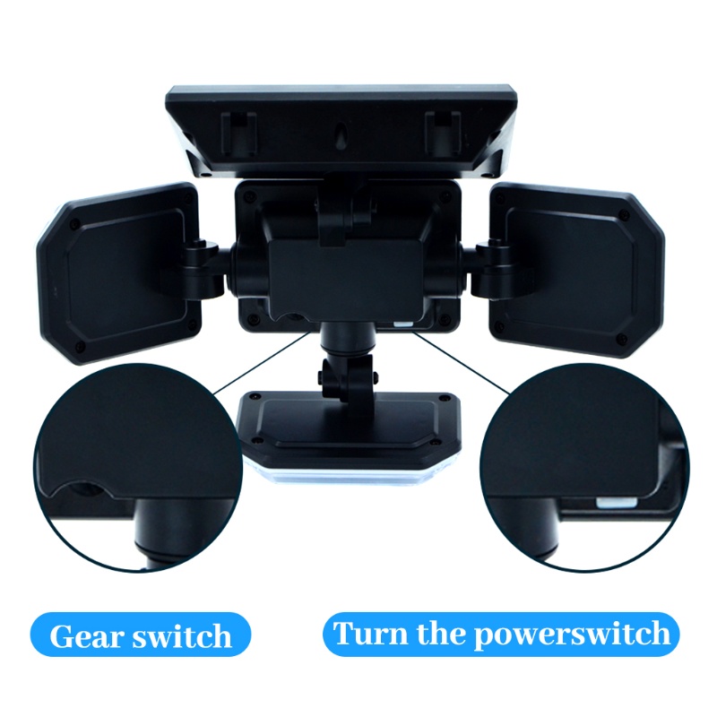 Đèn Năng Lượng Mặt Trời 4 Đầu IP65 Xoay 360 Độ° Đèn Đường Cảm Biến Chuyển Động Góc Rộng (3 Chế Độ)