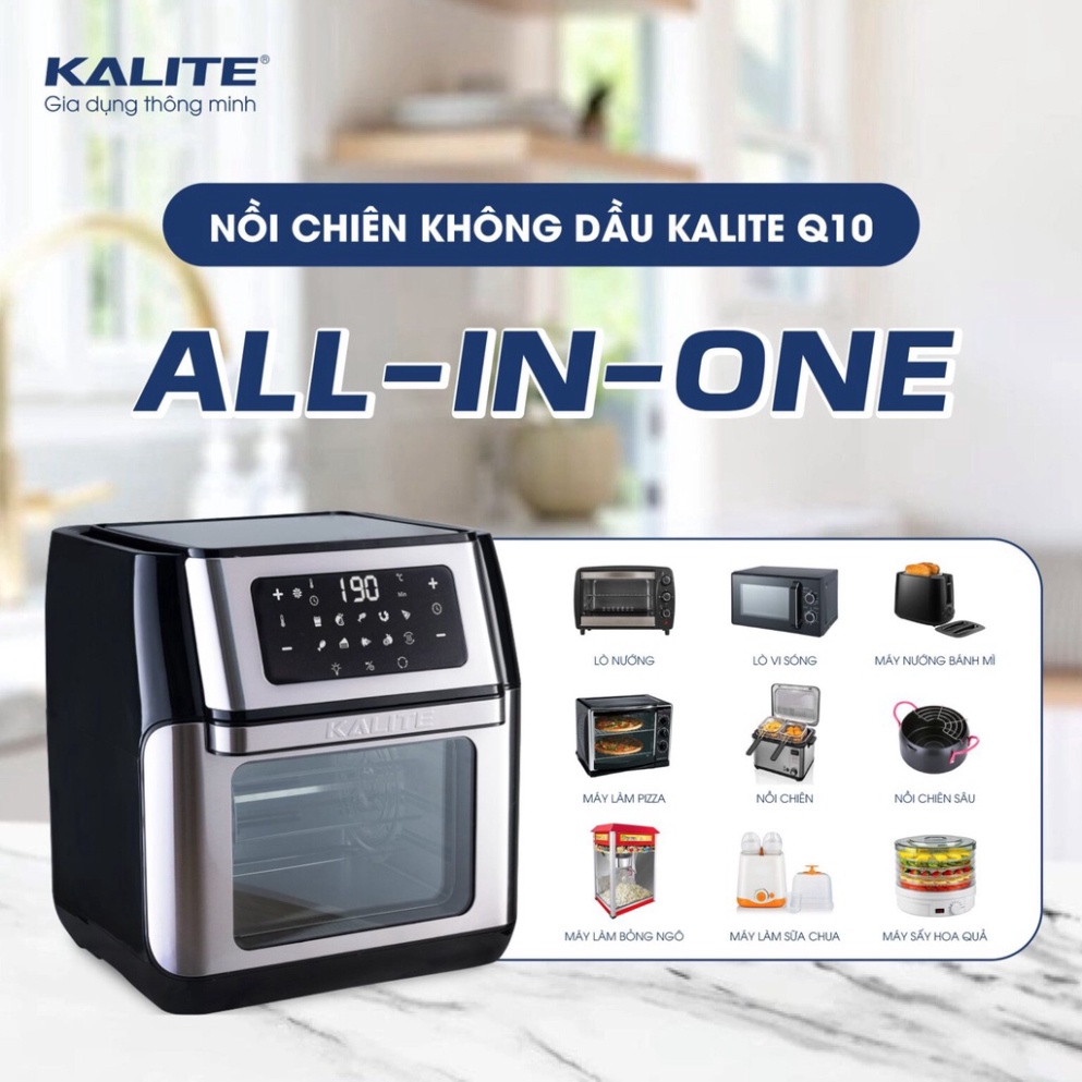 Nồi chiên không dầu Kalite Q10, công suất 1800W, dung tích 10L, hàng chính hãng