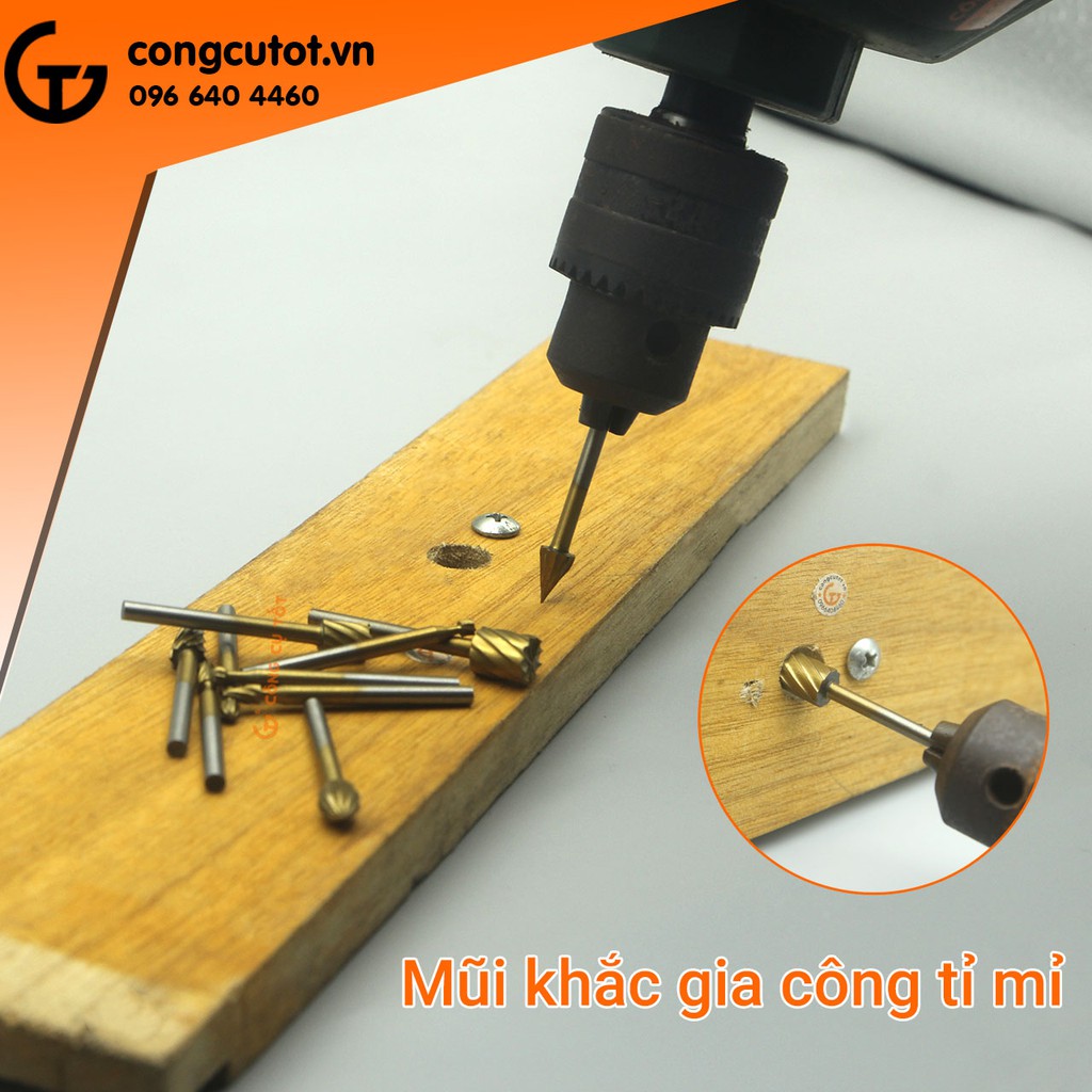 Bộ 10 mũi khắc gỗ phủ Titan